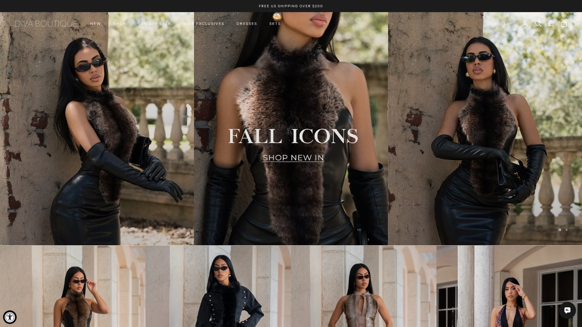 Diva Boutique Online live storefront screenshot